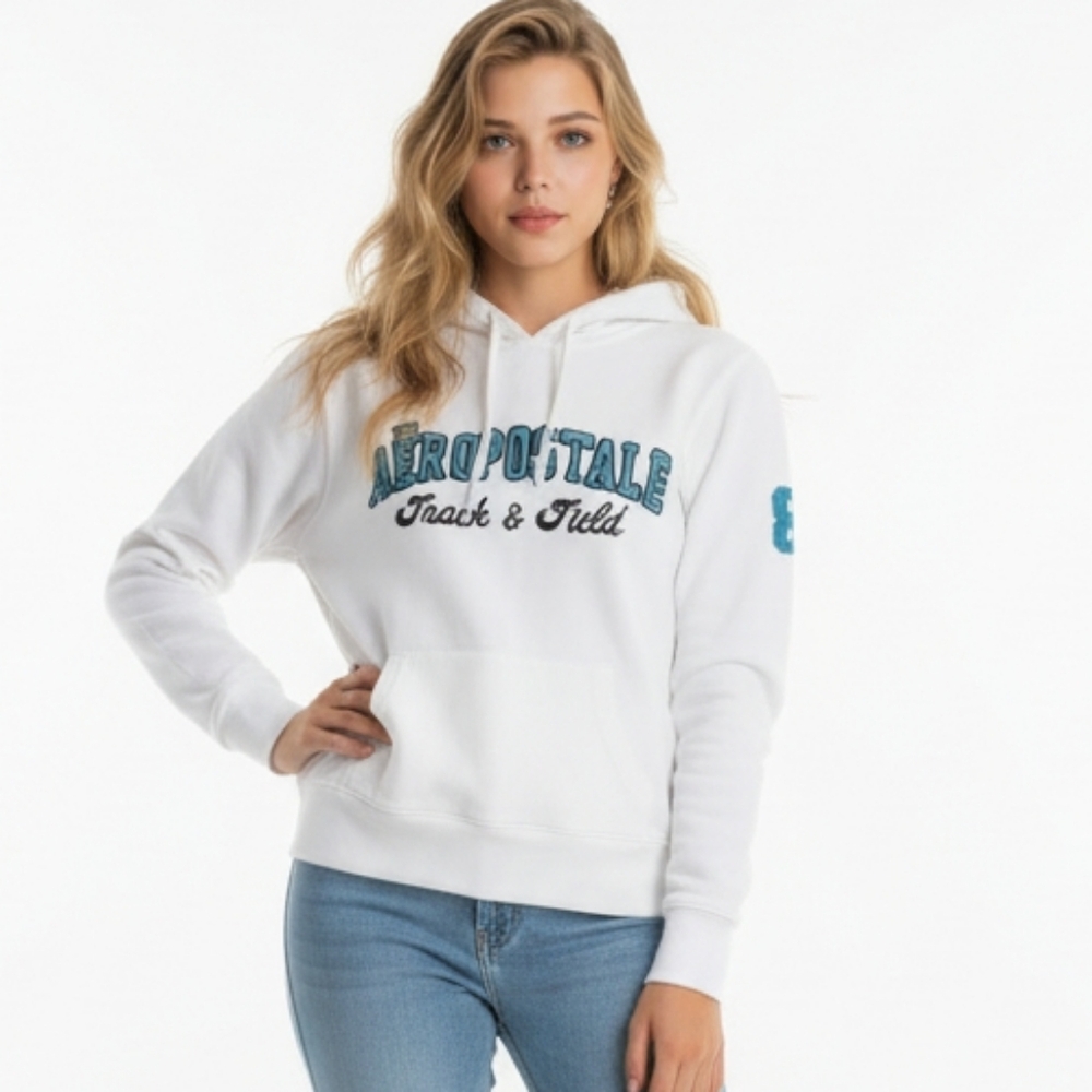 Aeropostale White Hoodie with Blue Accents